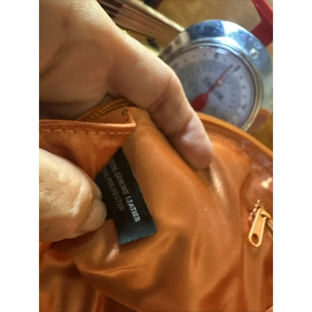TERRY LEWIS Classic Luxuries Terra-Cotta Orange LEATHER TOTE/Baguette Purse